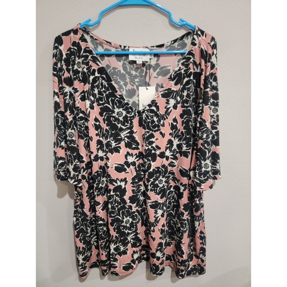 Leota Exclusively For Dia & Co Pink Print Allie Top 3L 22-24 Tunic Top NWT